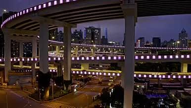 上海南浦大桥夜景车流航拍视频的预览图